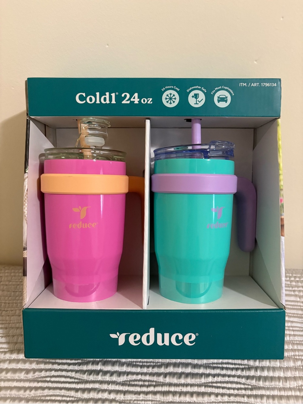 Reduce 24 oz Insulated Tumblers - Pink & Teal Duo Set of 2